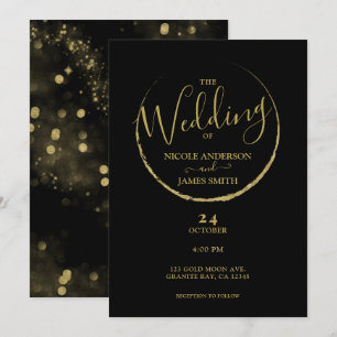 Invitation Noir & Or Abstrait Mariage Scintillement Nouvelle