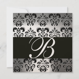 Invitation NOIR & OR DAMASK MONOGRAM pierre lune