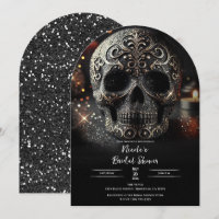 Noir Paillettes Glamour Étincelle Crâne Gothique M