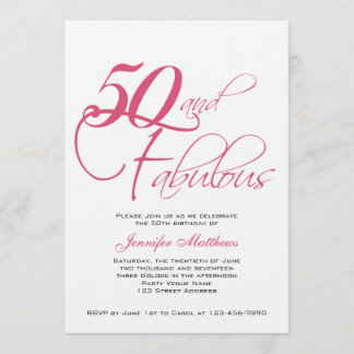 Invitation Noir rose 50e et fabuleux!Invitations d'anniversai