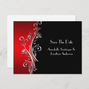 Invitation Noir rouge brille d'argent Noir mariage RSVP