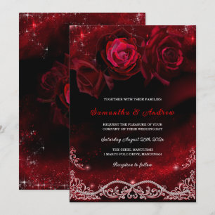 Invitation Noir rouge et blanc Mariage
