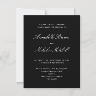 Invitation NOIR | Simple Elegant Minimal Mariage NUMÉRIQUE