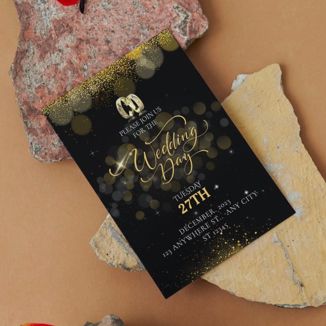 Invitation Noir Simple Et Or Moderne Mariage Élégant (Créateur téléchargé)