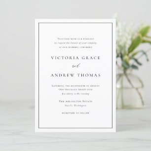 Invitation Noir simple typographie Mariage officiel
