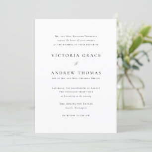 Invitation Noir simple typographie Mariage officiel