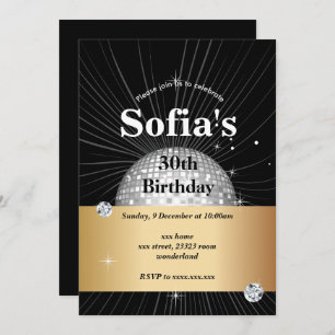 Invitation NOIR, soirée disco, 70's, soirée dansante