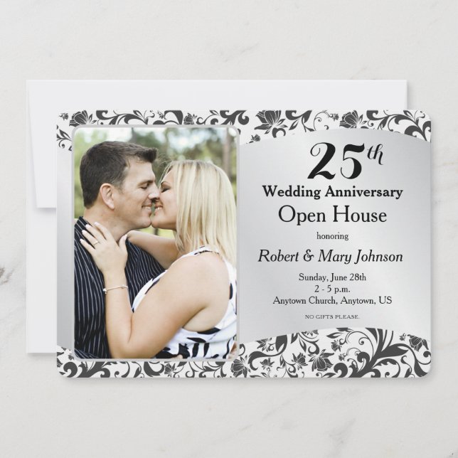 Invitation Noir Tourbillon & Argent 25e Anniversaire de Maria (Devant)
