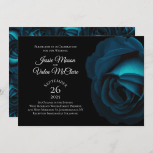 Invitation Noir Turquoise Turquoise Rose gothique Elégant Mar