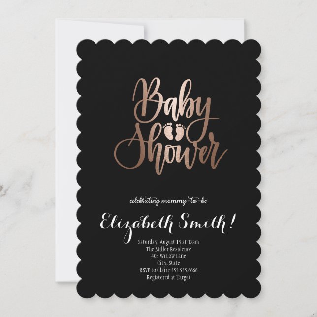 Invitation noire, Baby shower (Devant)
