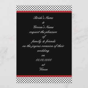 Invitation noire, blanche et rouge de point de
