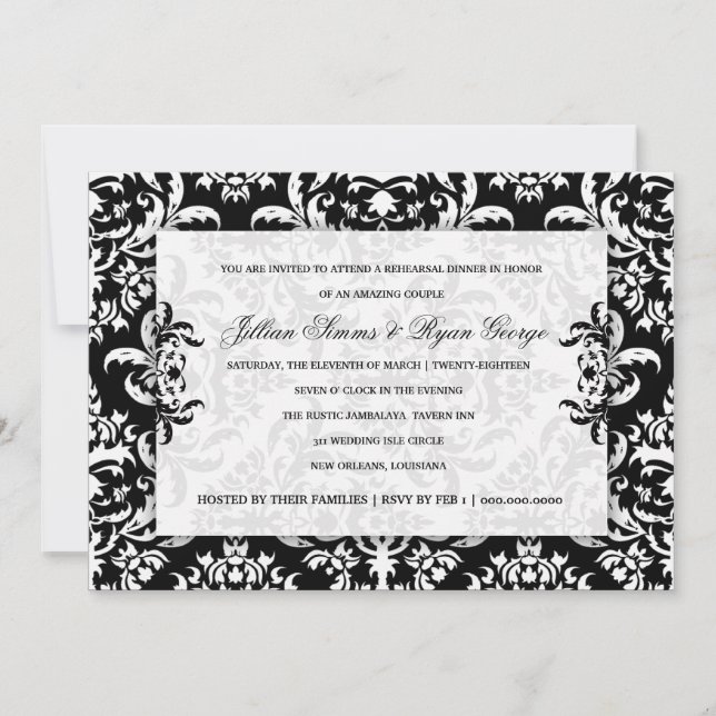 Invitation noire de damassé de 311 Jillian (Devant)