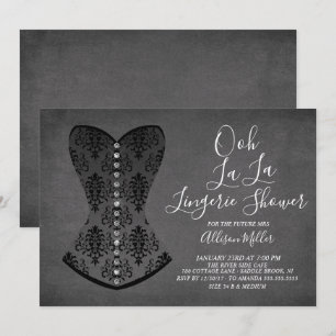Invitation noire de Fête de la mariée de lingerie