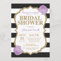 Invitation noire de Fête de la mariée de pourpre