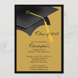 Invitation noire de fête de remise des diplômes de