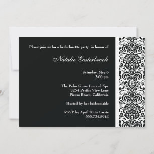 Invitation noire de partie de Bachelorette de