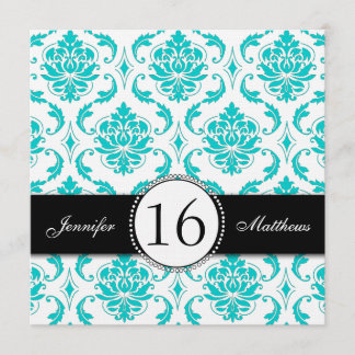 Invitation noire de partie de sweet sixteen de