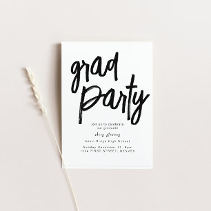 Invitation noire et blanche de Grad Party