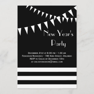 Invitation noire et blanche de la partie de