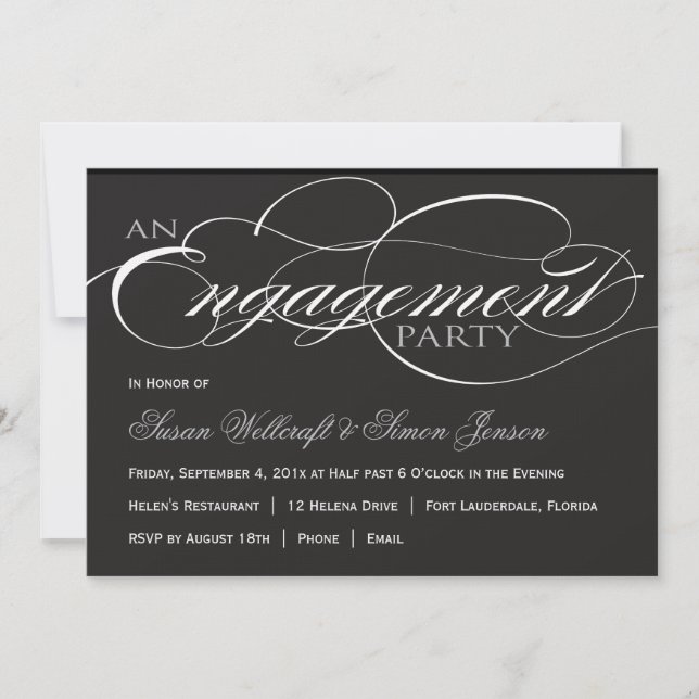 Invitation noire et blanche de partie de (Devant)