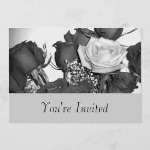 Invitation noire et blanche de rose