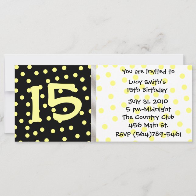 Invitation noire et jaune d'anniversaire de (Devant)