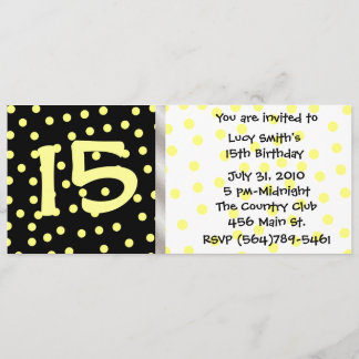 Invitation noire et jaune d'anniversaire de