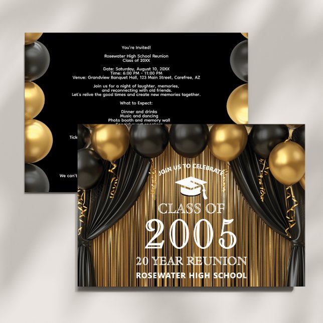Invitation noire et or pour réunion des anciens de (Créateur téléchargé)