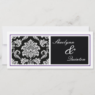 Invitation noire et pourpre de mariage damassé