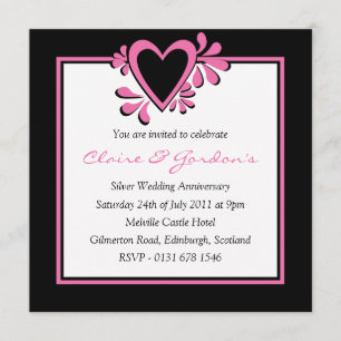 Invitation noire et rose de fête d'anniversaire de
