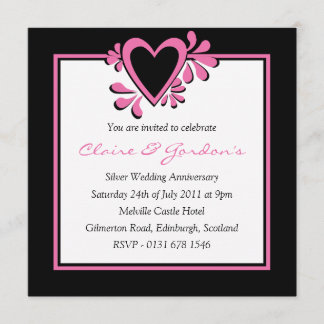 Invitation noire et rose de fête d'anniversaire de