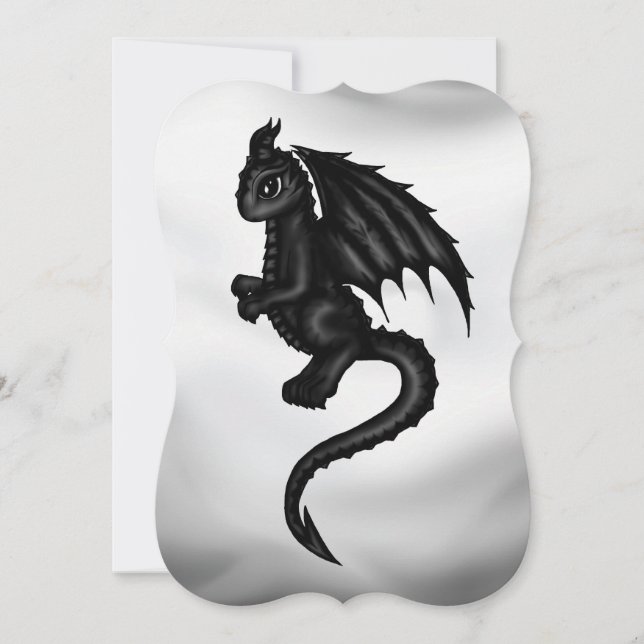 invitation noire mignonne de dragon (Devant)