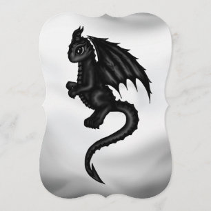invitation noire mignonne de dragon