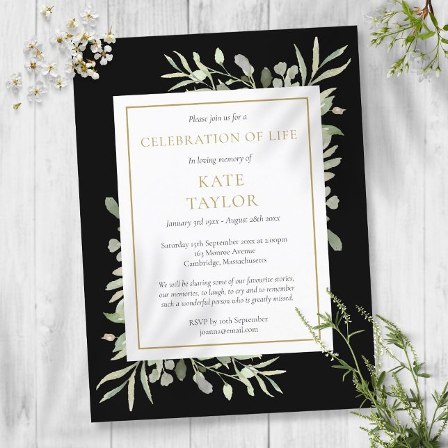 Invitation noire pour la célébration de la vie ave (Créateur téléchargé)