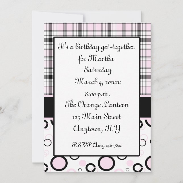 Invitation noire rose (Devant)