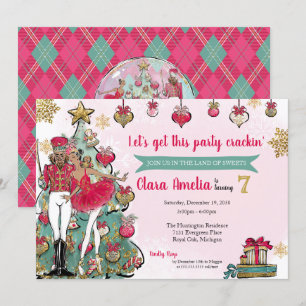 Invitation Noisette Ballet Noël Rouge Or Anniversaire