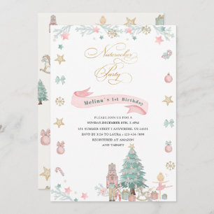 Invitation Noisette de Noël Ballet Aquarelle rose bébé s