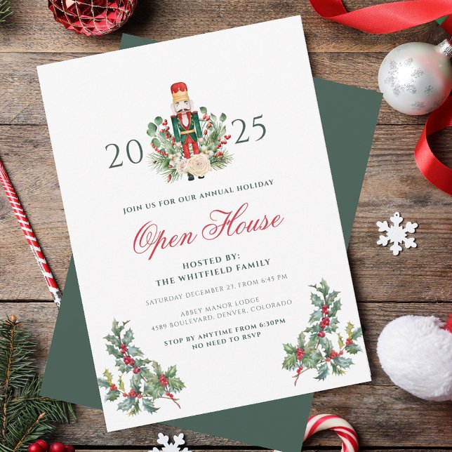 Invitation Noisette de Noël Berry Open House (Christmas Holiday Nutcracker Berries Open House Invitation)