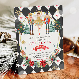 Invitation Noisette Rouge Et Or Anniversaire Sucre Plum Fée