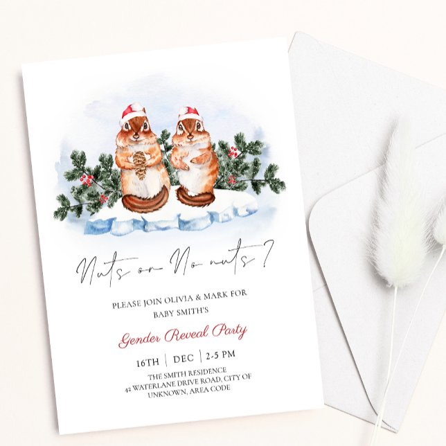 Invitation Noix d'écureuil Noël hiver Révélation de genre (Créateur téléchargé)