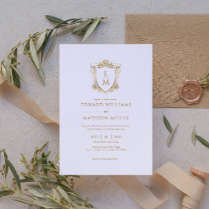 Invitation Noix Mariage Or Initiales personnalisées de mariag