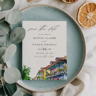 Invitation NOLA Nouvelle Orléans Aquarelle Enregistrer la dat