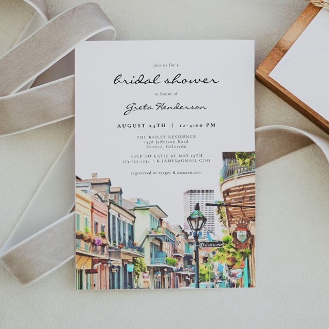Invitation NOLA | Nouvelle-Orléans Mardi Gras Fête des mariée (Créateur téléchargé)