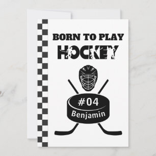 Invitation Nom Age Texte Jersey Numéro Hockey Anniversaire