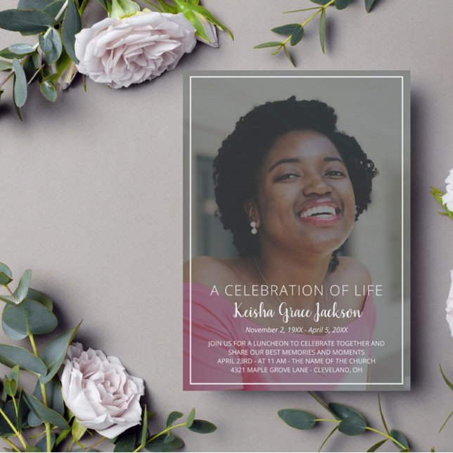 Invitation Nom dans la photo script Célébration de la vie (Créateur téléchargé)