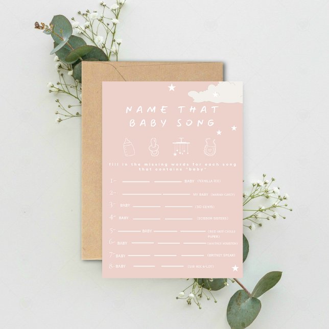 Invitation Nom de cette chanson de bébé Rustic minimum baby s (Créateur téléchargé)