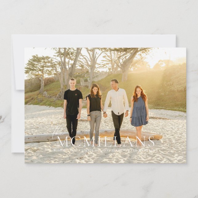 Invitation Nom de famille élégant Fleurs de Noël Fêtes de fin (Devant)