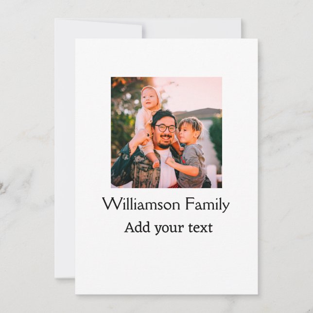 Invitation Nom de famille photo message texte vacances simple (Devant)
