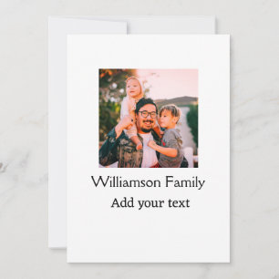 Invitation Nom de famille photo message texte vacances simple