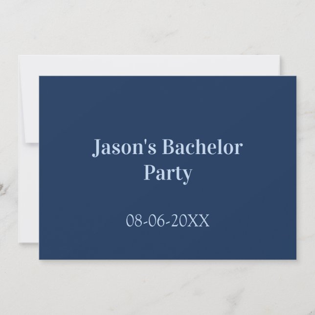 Invitation Nom de la fête de Bachelor date simple minimal mei (Devant)